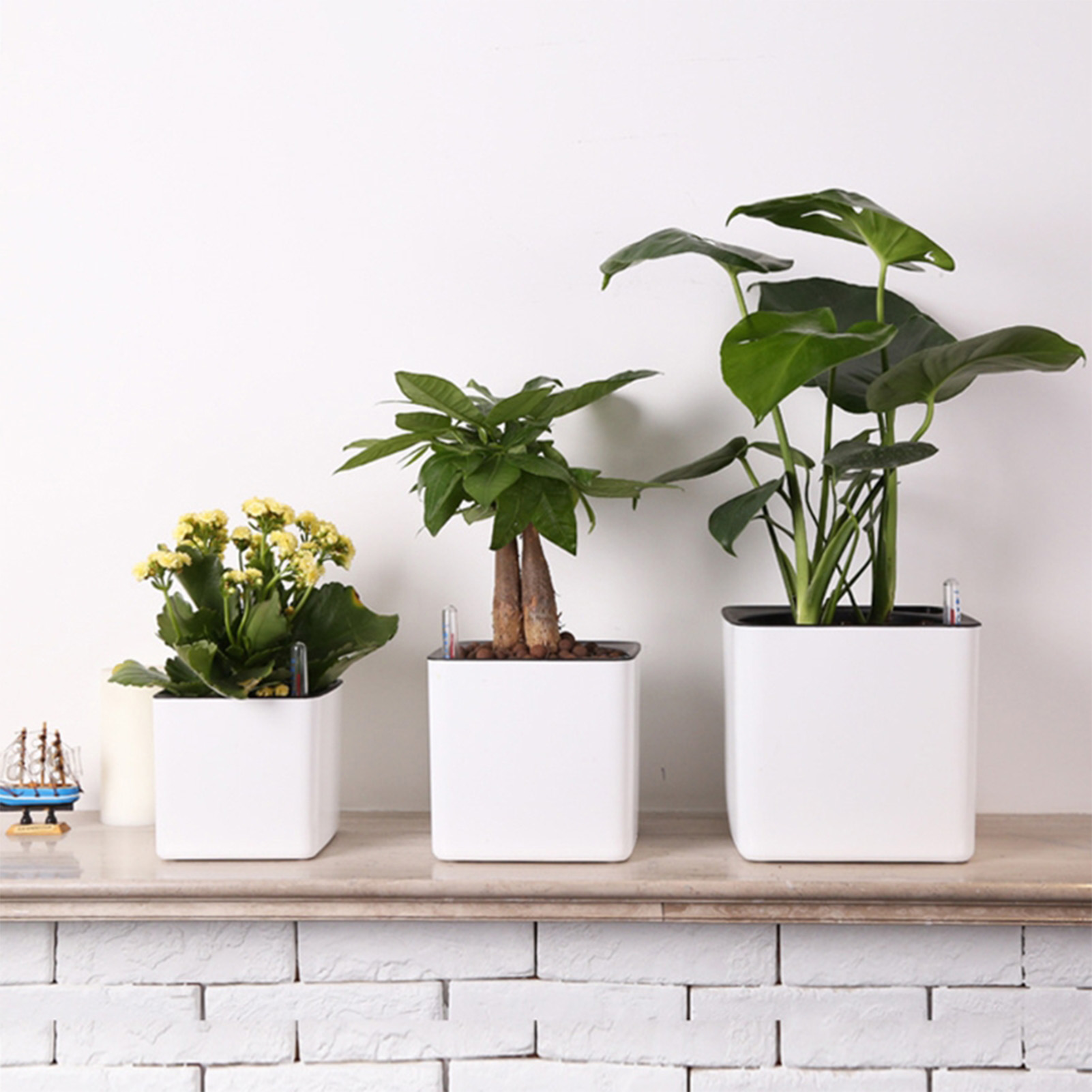 Self Watering Insert - Selbstbewässernder Blumentopf mit Wasserstandsanzeige Weißer Selbstbewässernder