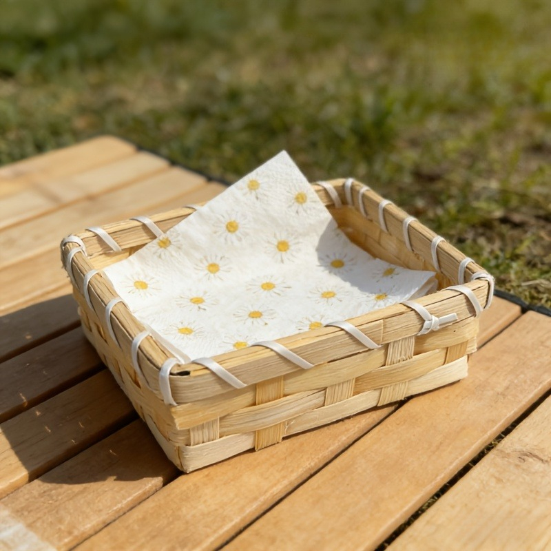 Agar Tissue Culture - Handgewebter Bambus-Serviettenkorb, Natürliche Holz-Taschentuchbox, Stilvoller Tisch-Papierhandtuchhalter,